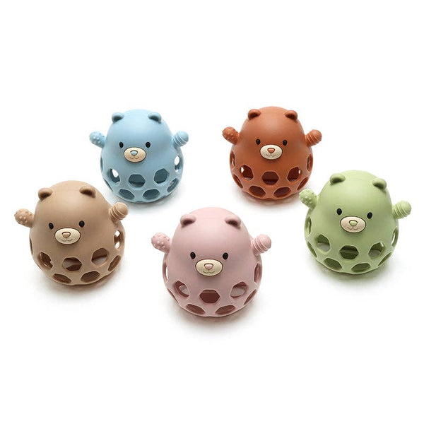 Silicone Motor Skills Bear Ball - Rust