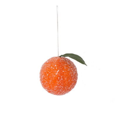 Spun Cotton Frosted Fruit Christmas Decoration, 6cm: Clementine