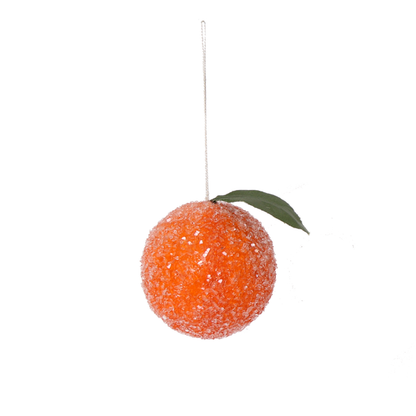 Spun Cotton Frosted Fruit Christmas Decoration, 6cm: Clementine