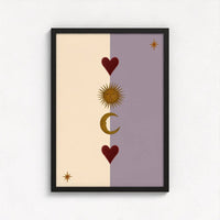 Queen of the Rodeo - Giclee Art Print - Sun, Moon and Heart (Mauve): A3