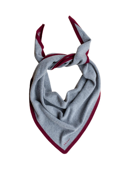 Large Merino Triangle Scarf in Charcoal & Burgundy