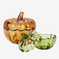 Madam Stoltz  - Glass Bowls with Lids (Green & Amber)