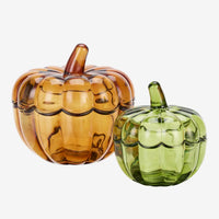 Madam Stoltz  - Glass Bowls with Lids (Green & Amber)