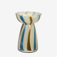Madam Stoltz  - Glass Vase with Stripes (Multi-colour)