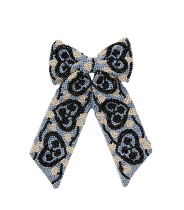 Hearty Beaded Bow Clip