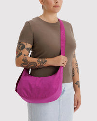 Medium Nylon Crescent Bag - Deep Fuchsia