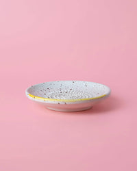 Small Ceramic Garlic Grater Plate - Yellow & White