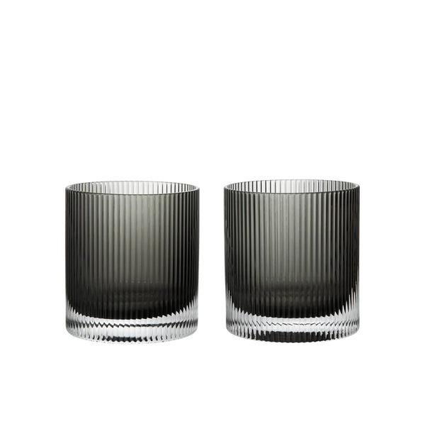 Ripple Tumbler Glasses - Set of 2 - Smoked Grey