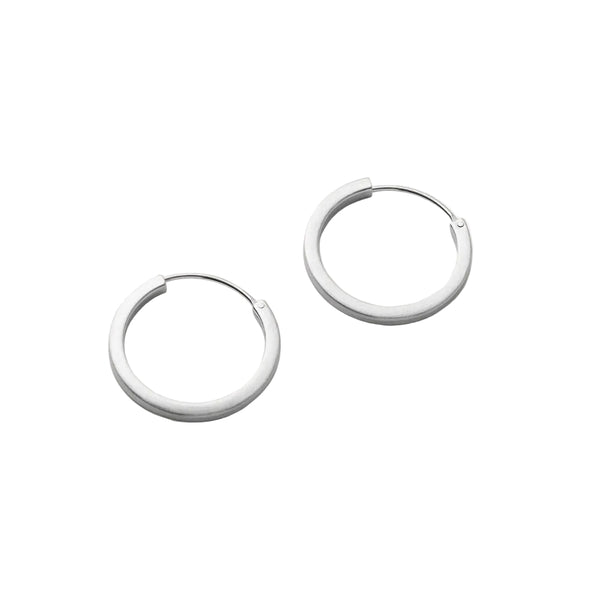 Small Circle Line Hoops - Silver