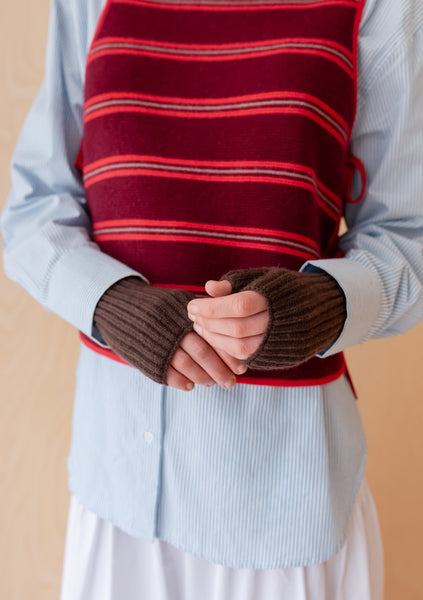Cashmere & Merino Wrist Warmers in Brown