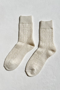 Cashmere Pointelle Socks - Cream
