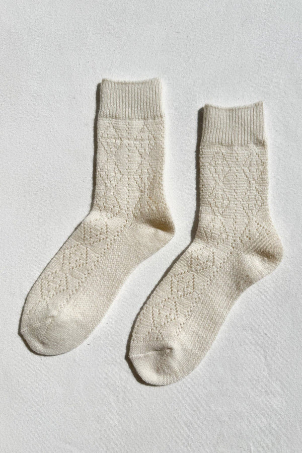 Cashmere Pointelle Socks - Cream