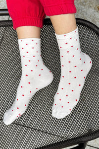 Polka Dot Sneaker Socks - Cacao/ Blue