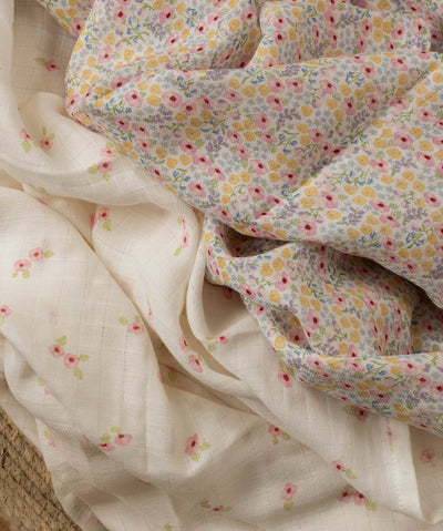 Extra Large Organic Baby Muslins, Set of 2 - Wildflower Garden / Anemone