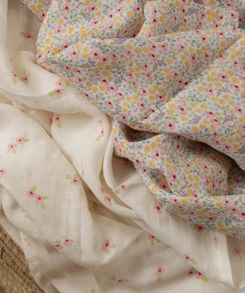Extra Large Organic Baby Muslins, Set of 2 - Wildflower Garden / Anemone