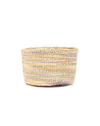 The Basket Room - ZAIDI: Lavender, Green & Yellow Tie-Dye Woven Storage Basket: M / Purple / Tie-Dye