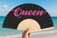 Queen Black Glitter 23cm fan