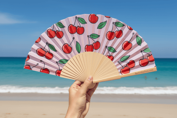 Cherries 23cm fan Pink