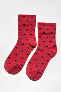 Heart Sneaker Socks- White/ Red