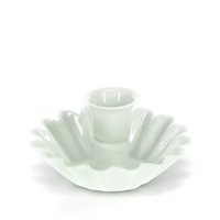 Enamel Cupped Flower Candle Holder - Light Grey