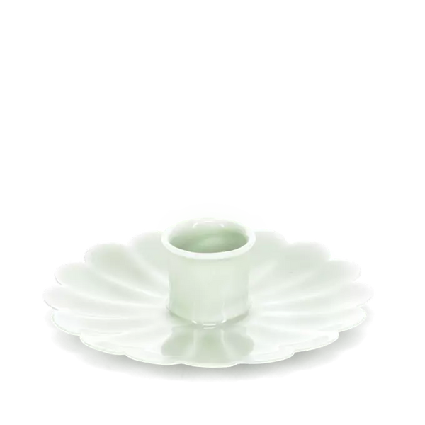 Enamel Flat Flower Candle Holder - Light Grey