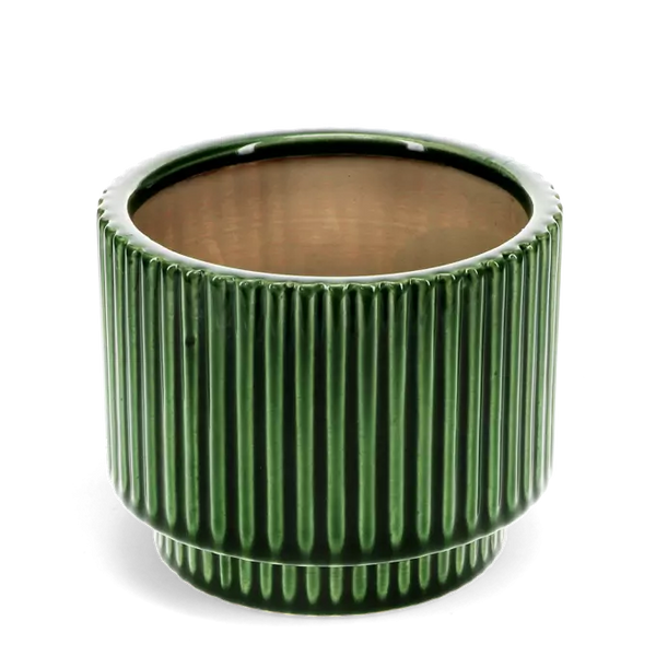 Ridged Plant Pot - Green