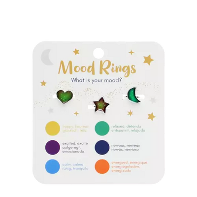 Mood Rings - Set of 3 - Heart, Star & Moon