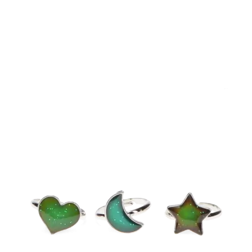 Mood Rings - Set of 3 - Heart, Star & Moon