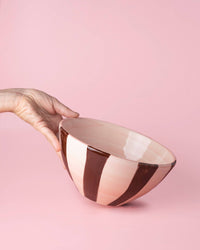 Ceramic Salad Bowl 1.5 L - 21 cm - Pink and Brown - Chocolate