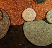 Jute Placemats 27cm in Tangerine/Natural, Tied Set of 4