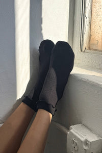 Ruffled Hugger Crew Socks -  Vintage Pink/ Black