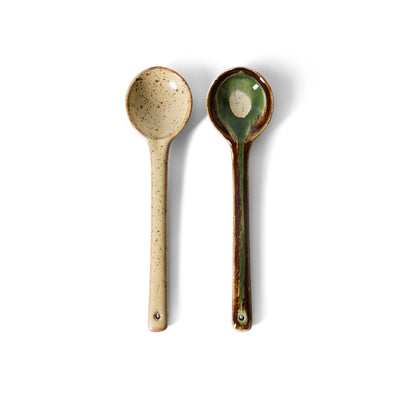 70s Ceramics Set of 2 Serving Spoons, Hills