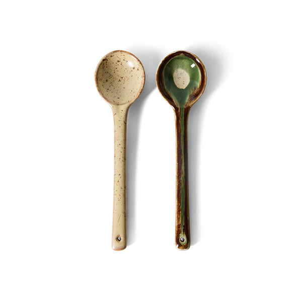 70s Ceramics Set of 2 Serving Spoons, Hills