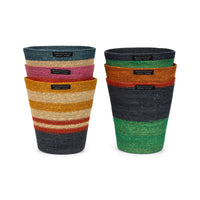 Seagrass Waste Paper Basket in Midnight & Beryl Green