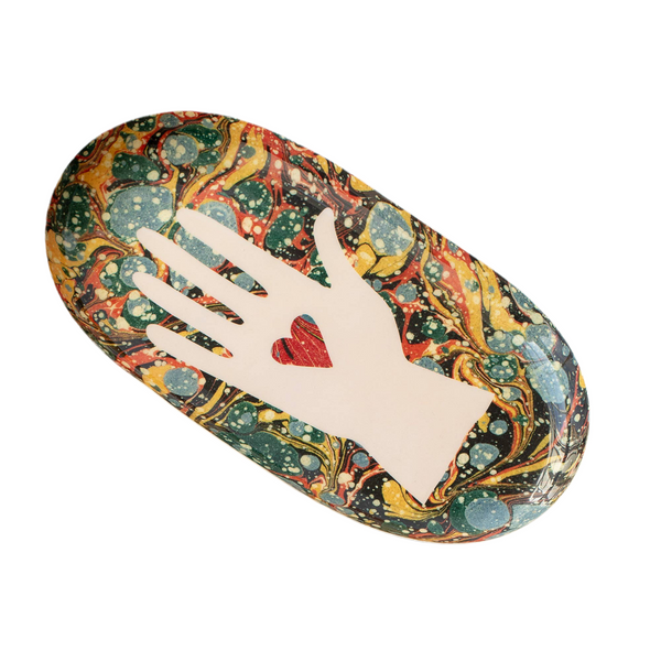 Oval Enamel Tray - Heart in Hand