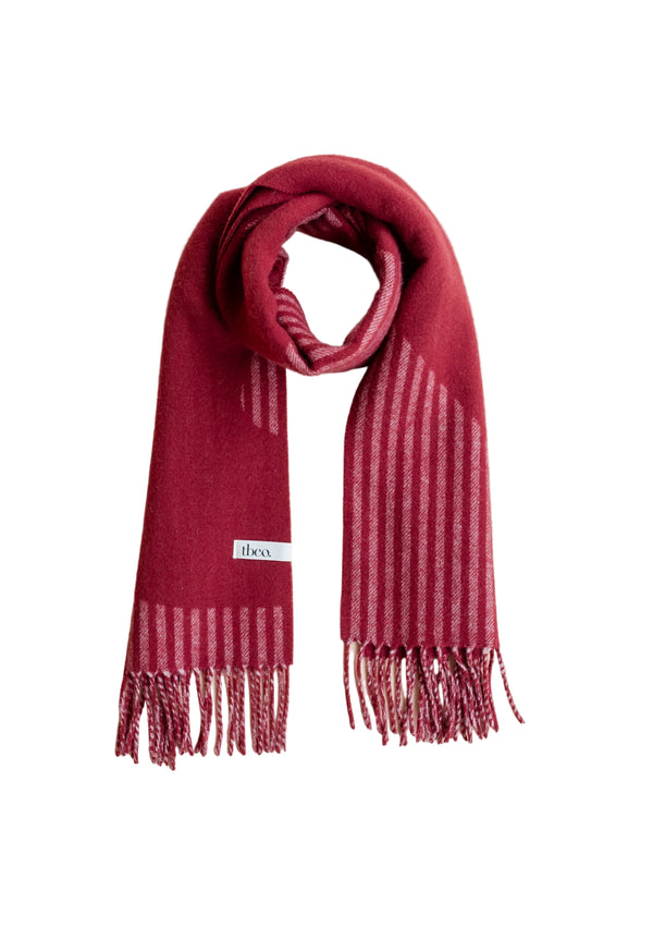Lambswool Oversized Scarf in Burgundy Wave