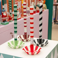 Green Stripe Straight Dinner Candle