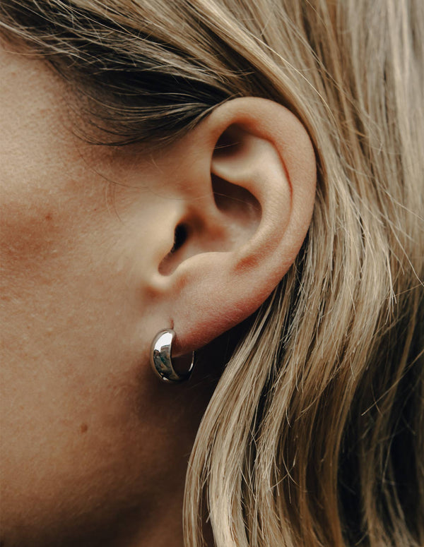 Small Leverback Bold Hoop Earrings - Silver