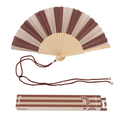 Hand Fan - Brown and Beige Striped