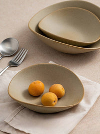 Gohobi Japanese Ceramic Irregular Salad Bowl: 8.5 inch