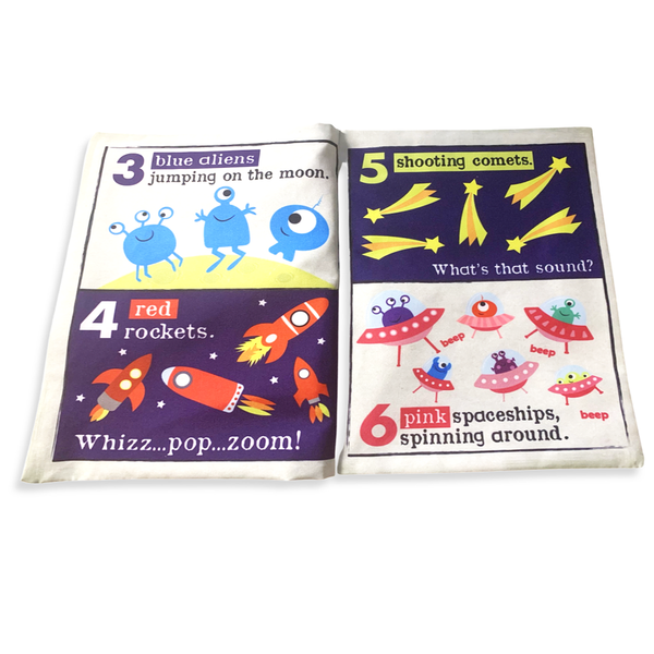 Jo & Nic's Crinkly Cloth Books - Nursery Times Crinkly Newspaper - Space Count