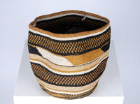 The Basket Room - KADI: Geometric Natural and Black Baskets: Stripes & Checks - Medium