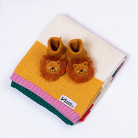 Cotton Knit Baby Slipper Socks: Lion