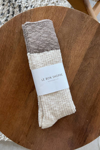 Color Block Cottage Socks - Oatmeal/Flax