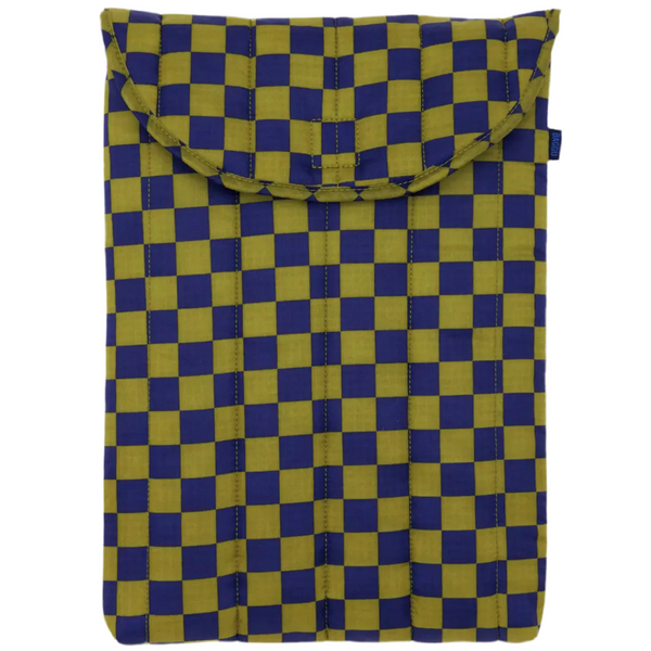 Puffy Laptop Sleeve 16"- Pear Navy Check