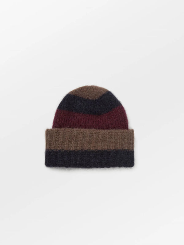 Striped soloma beanie - burgundy