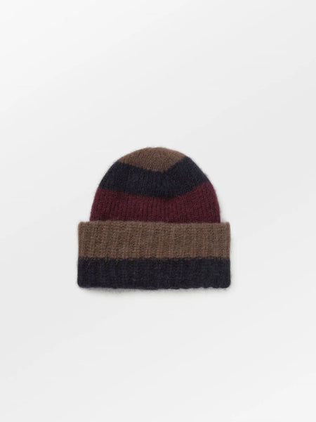 Striped soloma beanie - burgundy