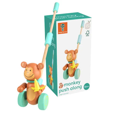 New Monkey Boxed Wooden Push Along