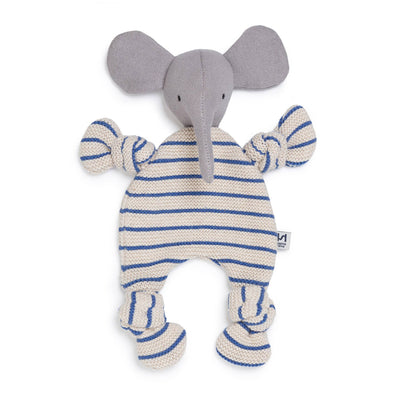 Cotton Knit Baby Comforter: Elephant Cobalt