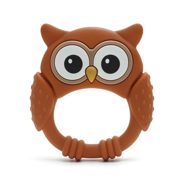 Silicone Teething Ring Owl - Rust